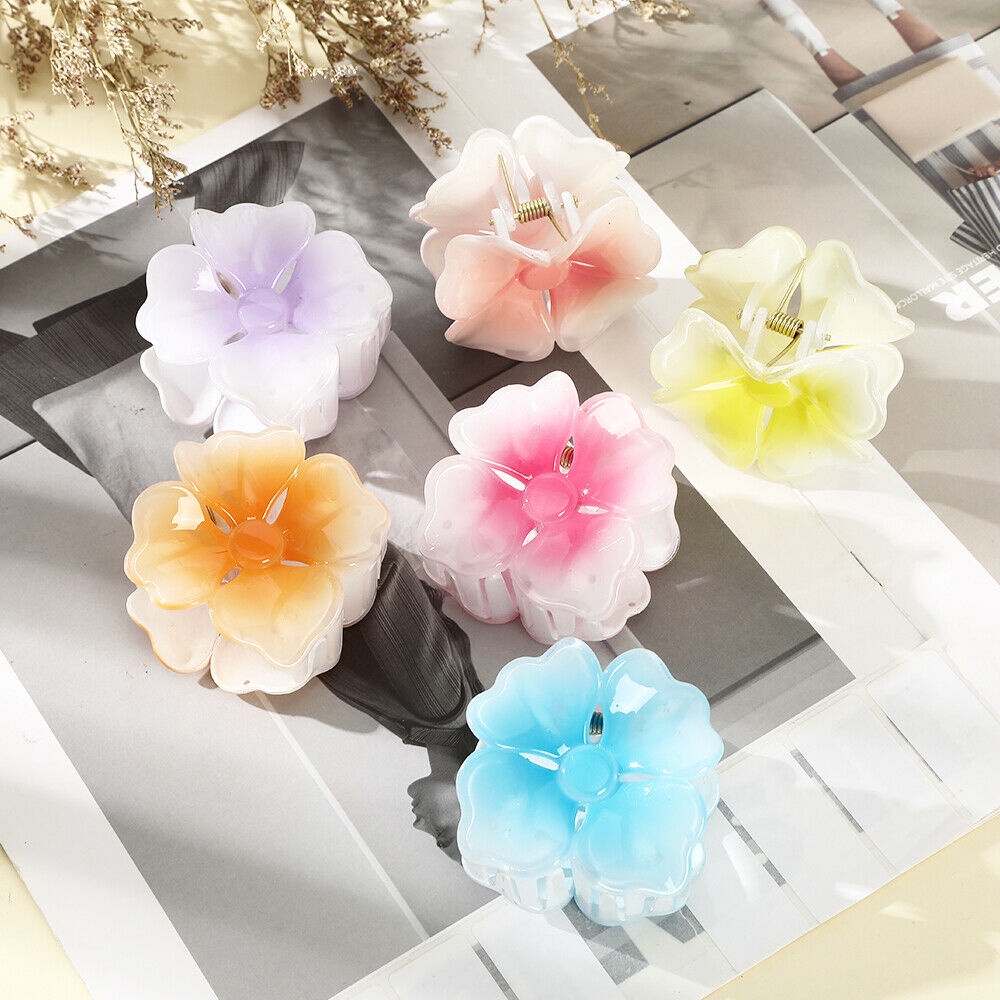 Kẹp tóc Haimeikang mặt hình hoa màu gradient phong cách Hàn Quốc dễ thương cho nữ