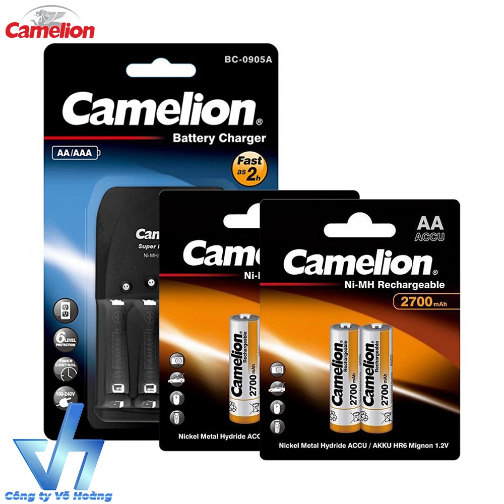 Combo sạc Camelion 0905A kèm 4 pin AA 2700mAh mẫu mới