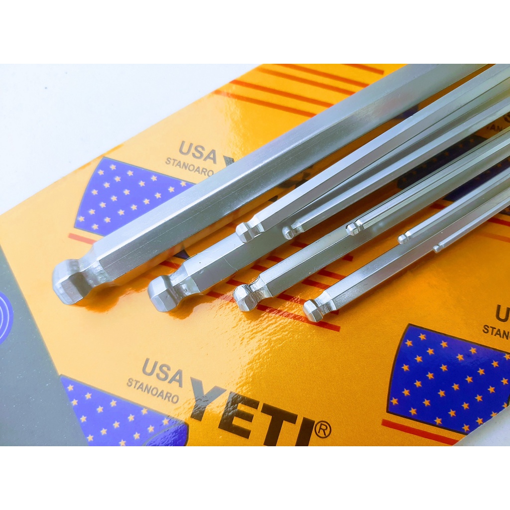 Bộ Lục Giác 9 Cây Đầu Bi Hiệu YETI Loại Thép Không Gỉ.
