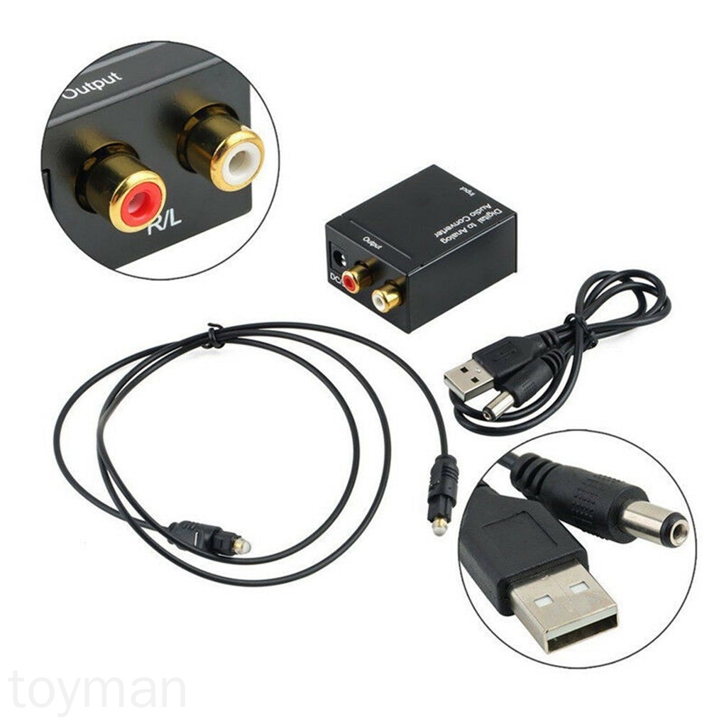 Optical Coaxial Toslink Digital To Analog Audio Converter Adapter RCA L/R 3.5mm Output Port toyman