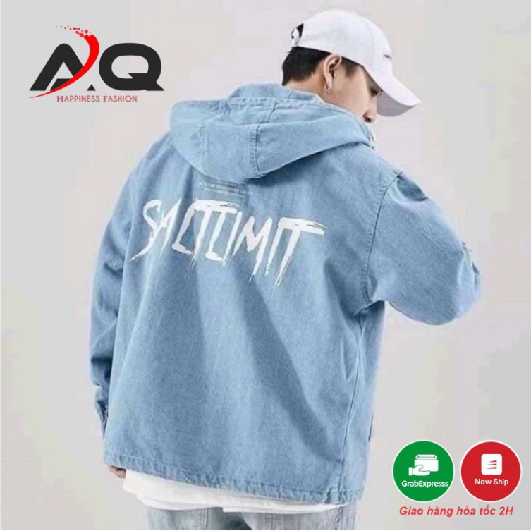 Áo Khoác Jean SALTLIMIT ❤️ chống nắng Liền Mũ Nam Nữ SALTLIMIT CÓ NÓN MẪU MỚI PHONG CÁCH CỰC HOT- AQSTORE