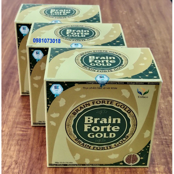 Combo 3 hộp bổ não BRAIN FORTE GOLD Trifaco - Hỗ trợ hoạt huyết tăng cường tuần hoàn não, giảm di chứng sau tai biến