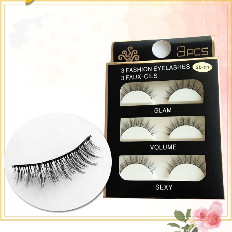 Set 3 cặp lông mi giả 3D cong dày hiệu BEAUTY GLAZED | BigBuy360 - bigbuy360.vn