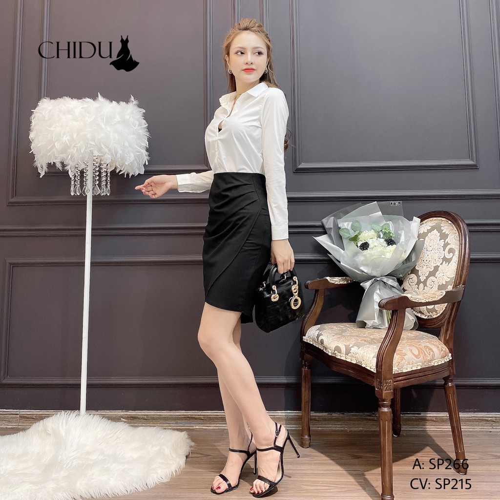 CHIDU Áo sơ mi trắng dài tay, áo sơ mi công sở nữ thanh lịch SP266 | BigBuy360 - bigbuy360.vn