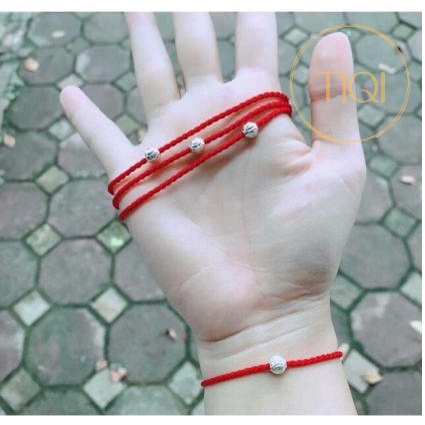 Dây Chỉ Đỏ May Mắn Thắt Nút Quả Cầu Loại Đẹp Vòng Tay May Mắn Vòng Tay Chỉ Đỏ Handmade Mix Hạt Bạc Hoặc Vàng Đeo Bình An