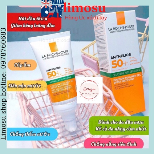 Kem Chống Nắng La Roche Posay Anthelios Anti-Shine SPF 50+ Kem chống nắng phổ rộng cho da dầu da mụn - Limosu