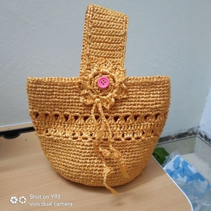 Túi xách tay đan móc bằng sợi nilong(handmade)