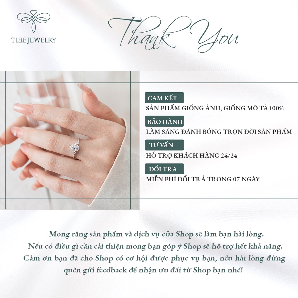 Nhẫn bạc nữ TLEE ổ đá nhỏ 4 chấu phồi viền chóp nhọn độc đáo NCJ A0187