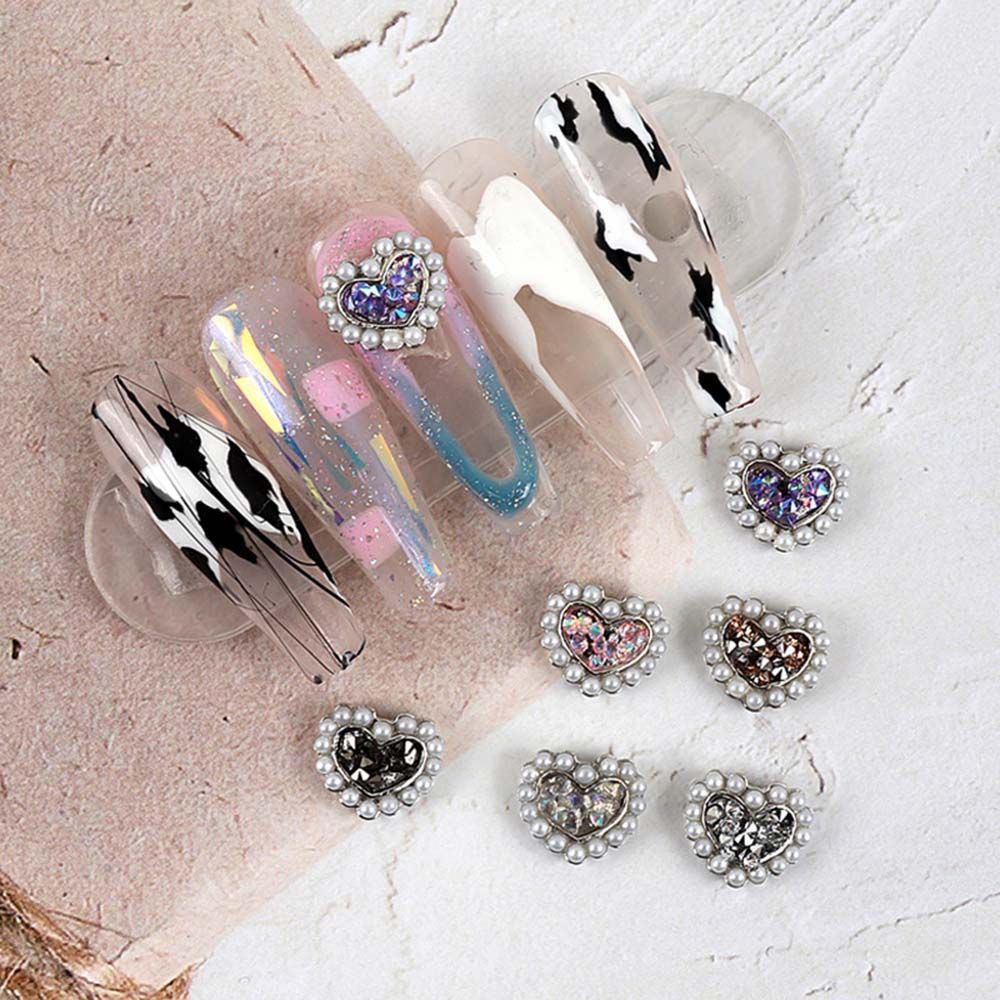 [Hàng mới về] Hạt phụ kiện trang trí móng tay hình trái tim 3D sang trọng