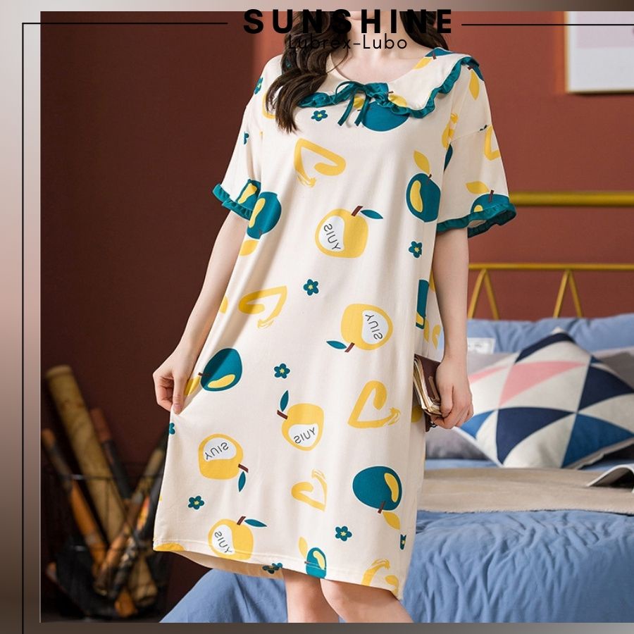Váy mặc nhà dáng suông cotton họa tiết hoạt hình đẹp mắt SUNSHINE cao cấp
