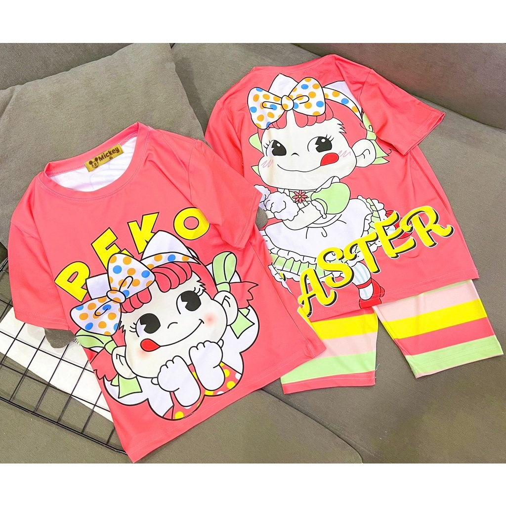 Đồ bộ ngố❤️ bộ lửng bé gái 25-45kg thun lạnh 3D mềm mịn thấm hút mồ hôi tốt J395