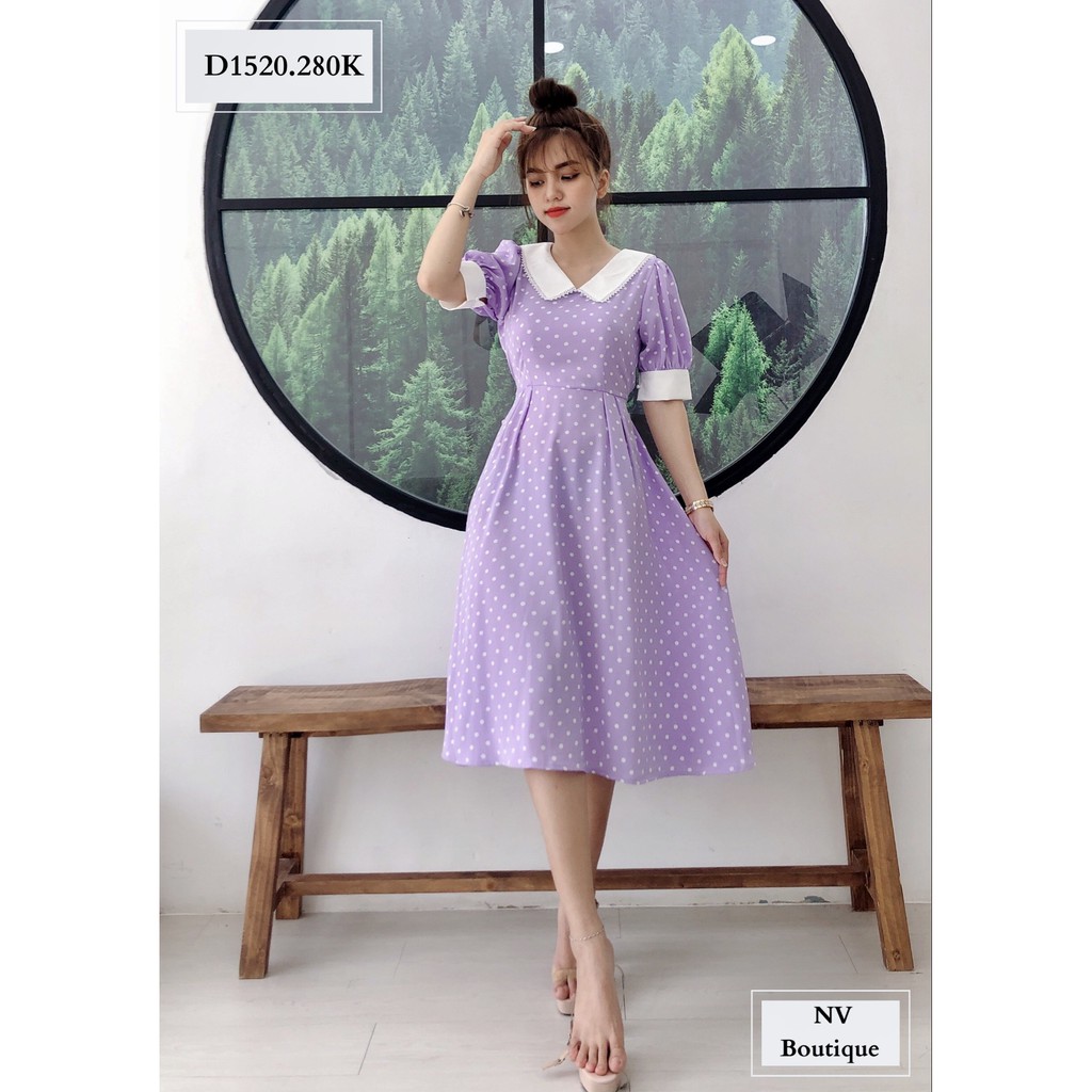 ĐẦM CHẤM BI VIỀN CỔ REN TRẮNG - NHATVY D1520 | BigBuy360 - bigbuy360.vn