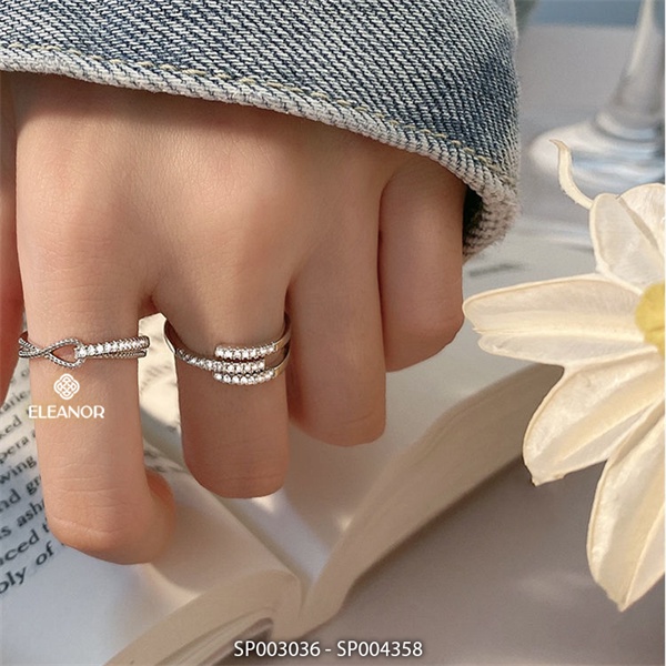 Nhẫn nữ hở bạc 925 Eleanor Accessories đính đá phụ kiện trang sức basic 3036