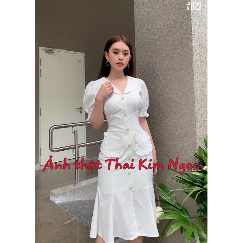 Đầm trắng cổ sen đuôi cá | BigBuy360 - bigbuy360.vn