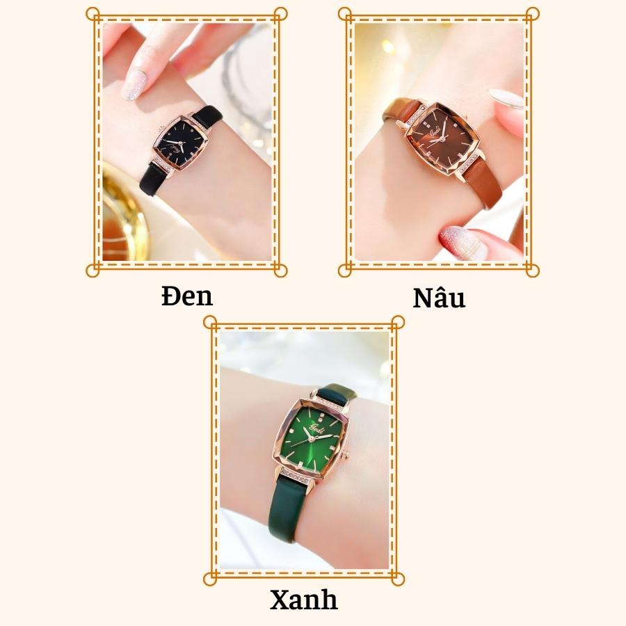 Đồng hồ nữ chính hãng đeo tay dây da mặt vuông đẹp chống nước LaCy Watch DHVGE0008