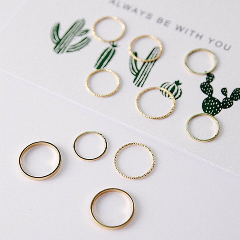 Bộ 10 Nhẫn Đeo Khớp Ngón Tay Thiết Kế Đơn Giản Cho Nữ Sinh