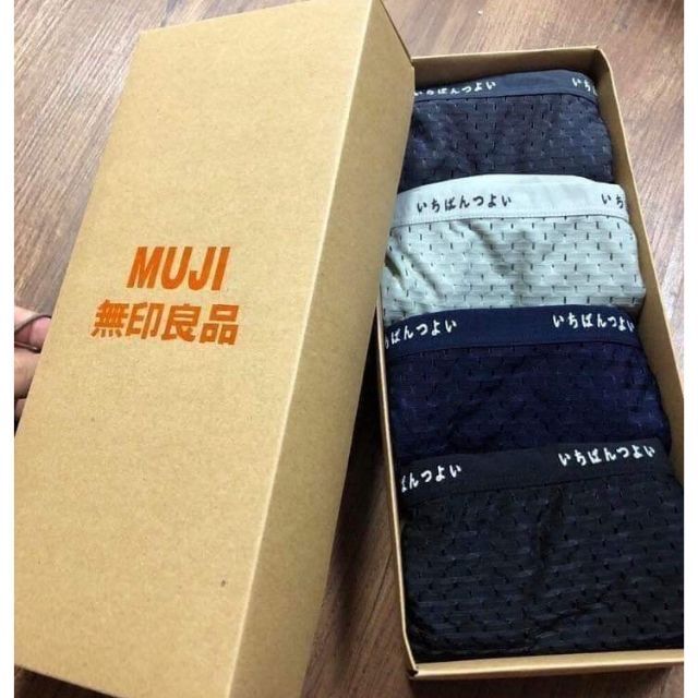 [Mã FASHIONT4MA2 giảm 10K đơn 50K] Hộp 4 sịp tam giác nam MUJI thông hơi