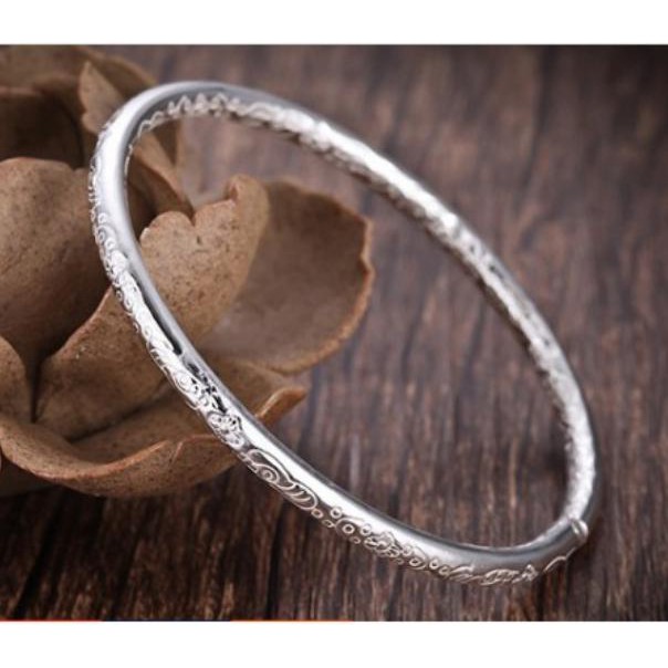 Vòng tay hoa văn nữ bạc s925 đơn giản