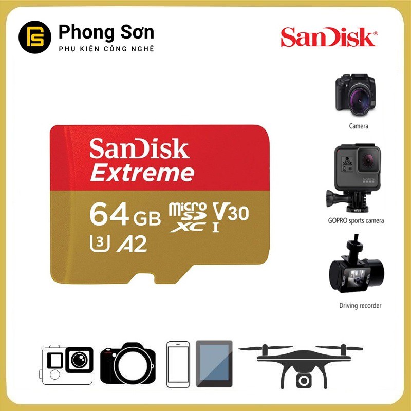 Thẻ nhớ Micro SDXC 64GB Extreme 160mb/s UHS-1 Sandisk | BigBuy360 - bigbuy360.vn