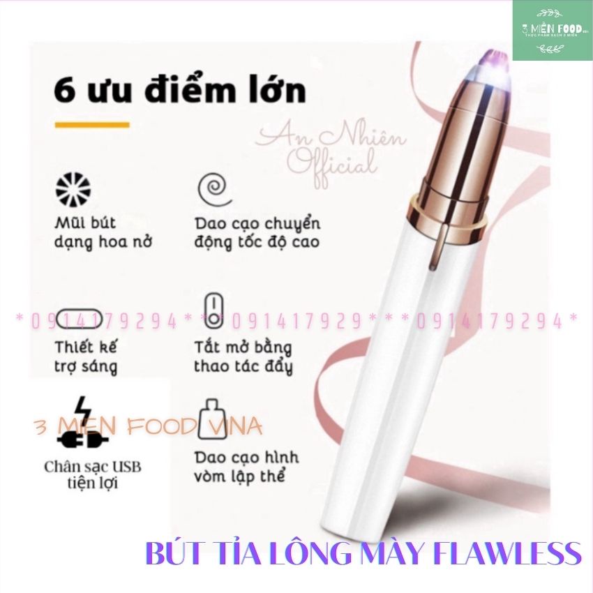 [HCM](Tặng Pin)Bút tỉa lông mày FlawLess nhỏ gọn,máy tỉa lông mày dùng pin và sạc điện tiện lợi di chuyển-3 miền food