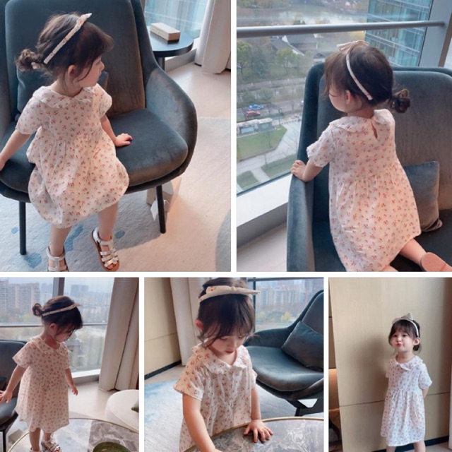 VÁY HOA NHÍ VINTAGE CỔ SEN