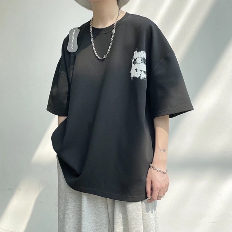 Áo Thun Ngắn Tay Form Rộng Phong Cách Hàn Quốc Dành Cho Nam