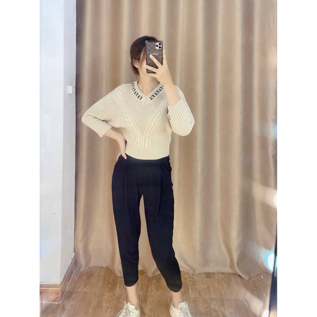 áo len cánh dơi nữ cổ tim tay dài chất len vặn thừng dày dặn siêu ấm lên dáng siêu điệu đà