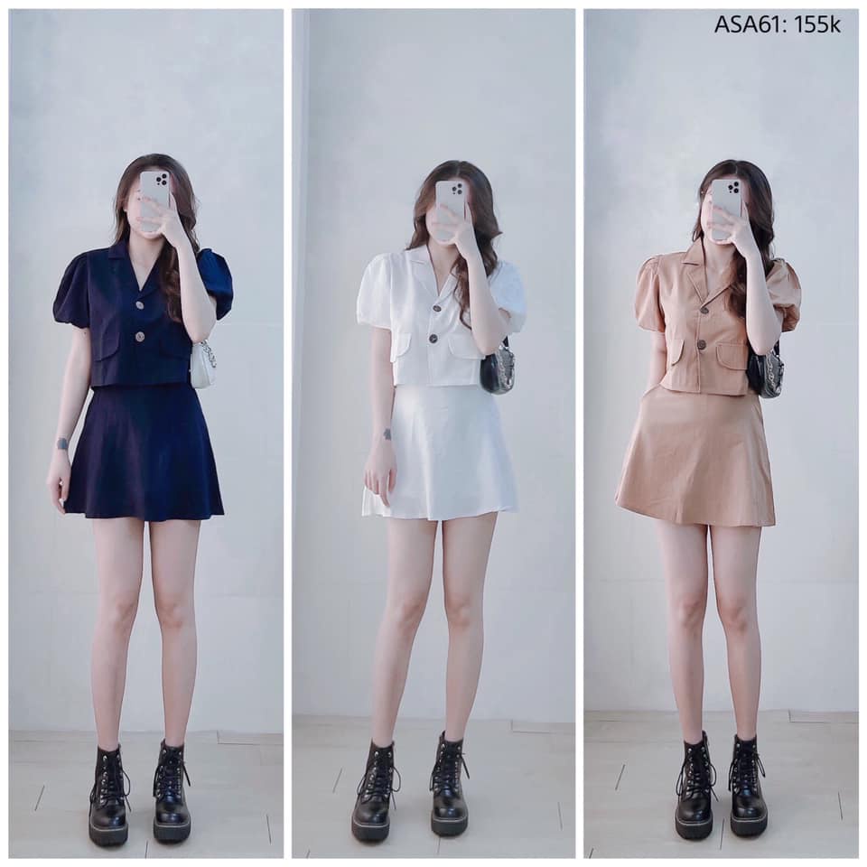 Set đũi áo vest croptop + chân váy chữ A vải mềm min cao cấp Chibest ASA61