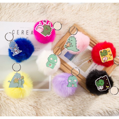 Móc khoá khủng long quả bông MKB26 móc khoá cute dễ thương hoạt hình thần tượng