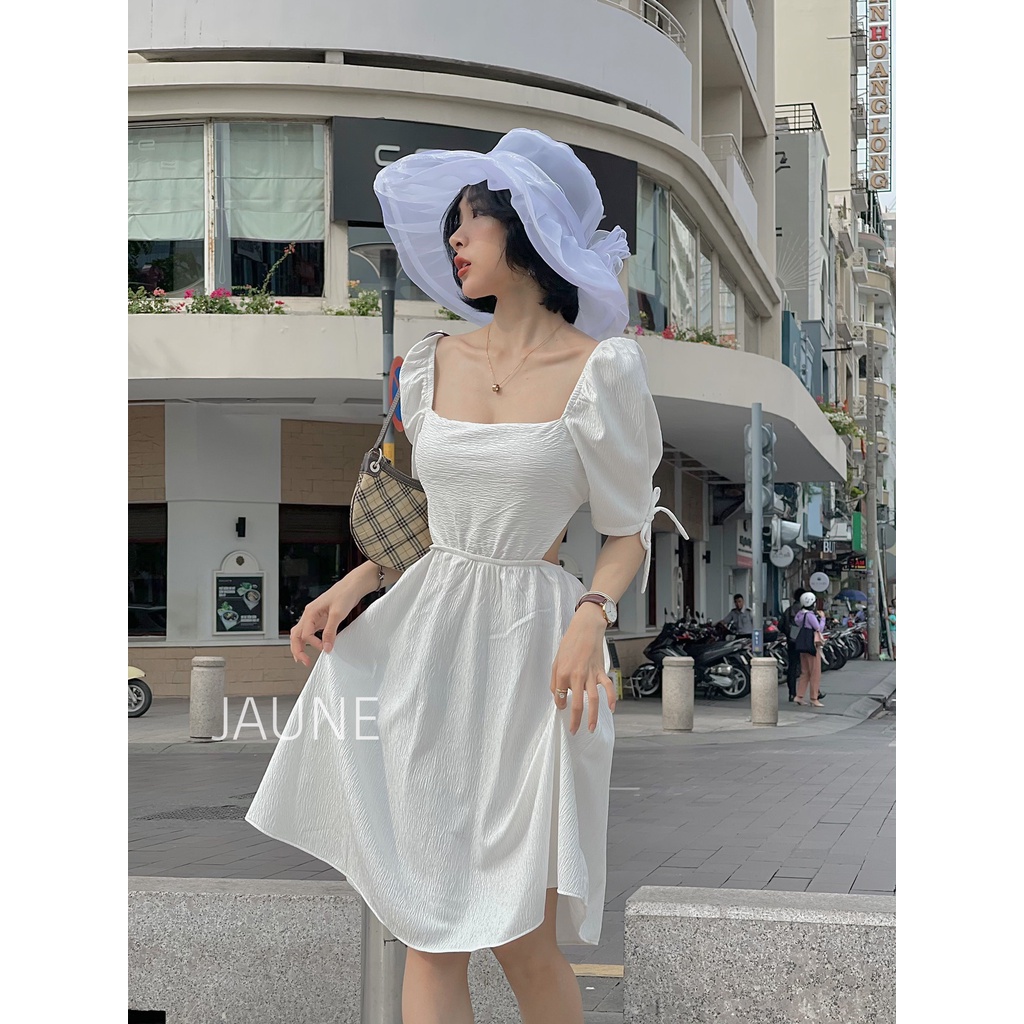 Đầm Jaune khoét eo- Alissa trắng