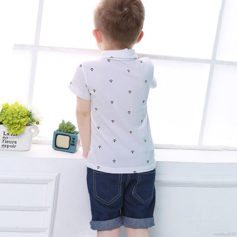 Set áo thun ngắn tay cổ tròn + Quần short jeans thời trang cho bé trai