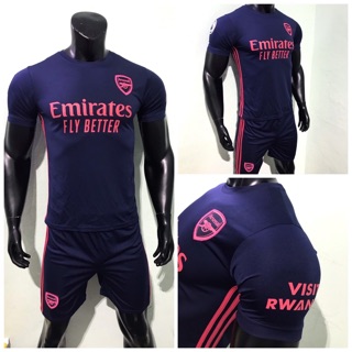 Đồ đá banh Arsenal xanh đen chữ hồng