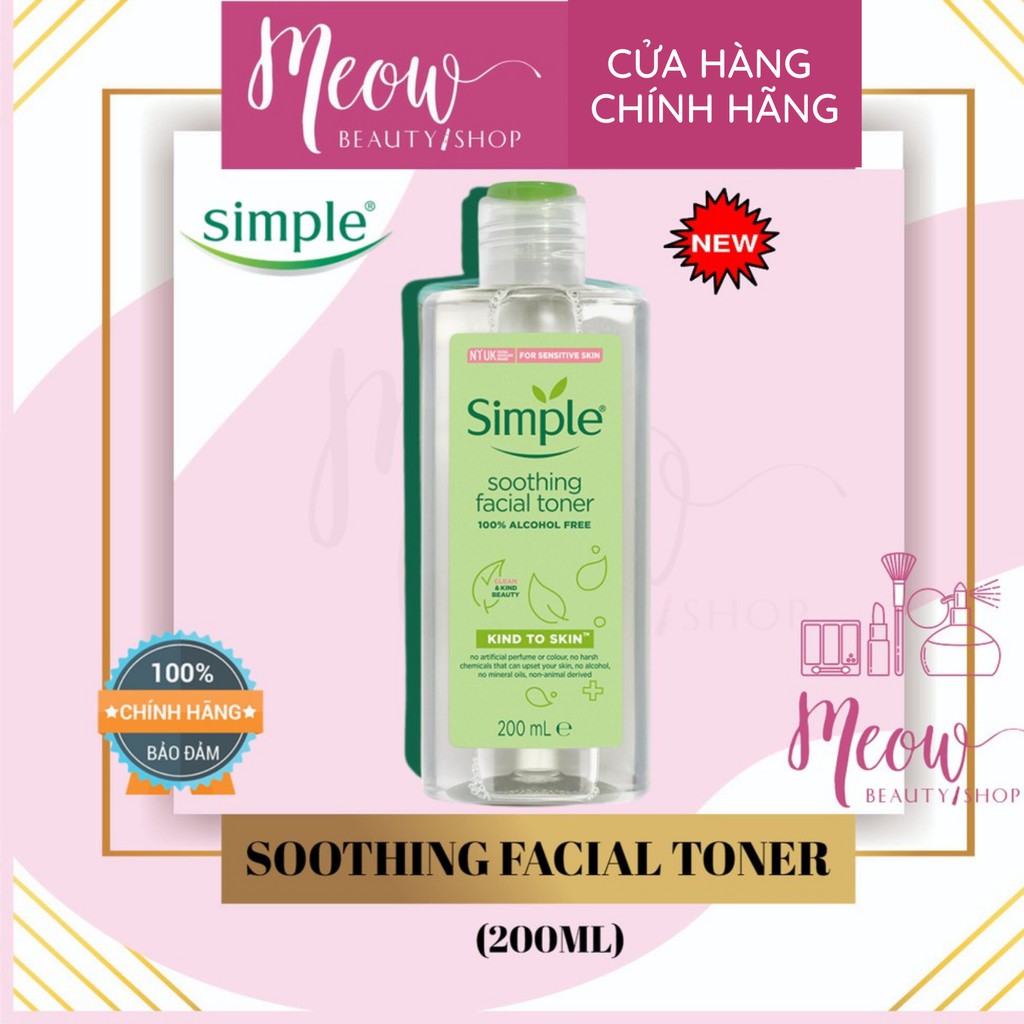 Nước hoa hồng Simple cân bằng ẩm Soothing Facial Toner Simple 200ml