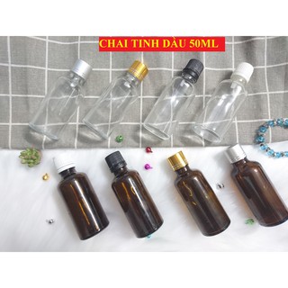 CHAI TINH DẦU 50ML THỦY TINH TRONG VÀ NÂU