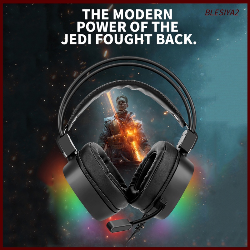 [BLESIYA2] S100 Gaming Headphone Wired 7-LED with Microphone for Computer Black 3.5mm