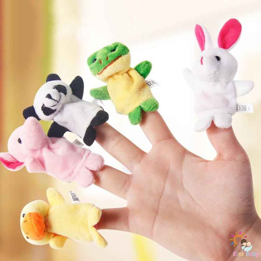 Set 10 con rối ngón tay bằng vải bông hai lớp hình động vật dùng kể chuyện cho bé yêu