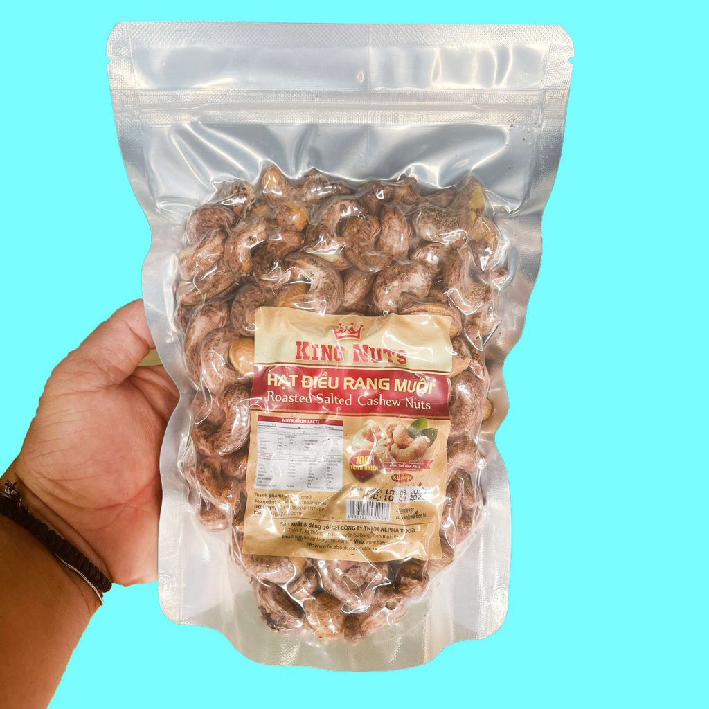 500Gr Hạt điều rang muối Bình Phước Loại A+2 KingNuts Túi Zip