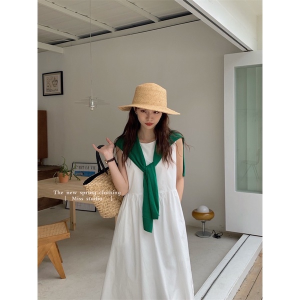 Set váy ba lỗ kèm khăn phong cách Hàn Quốc