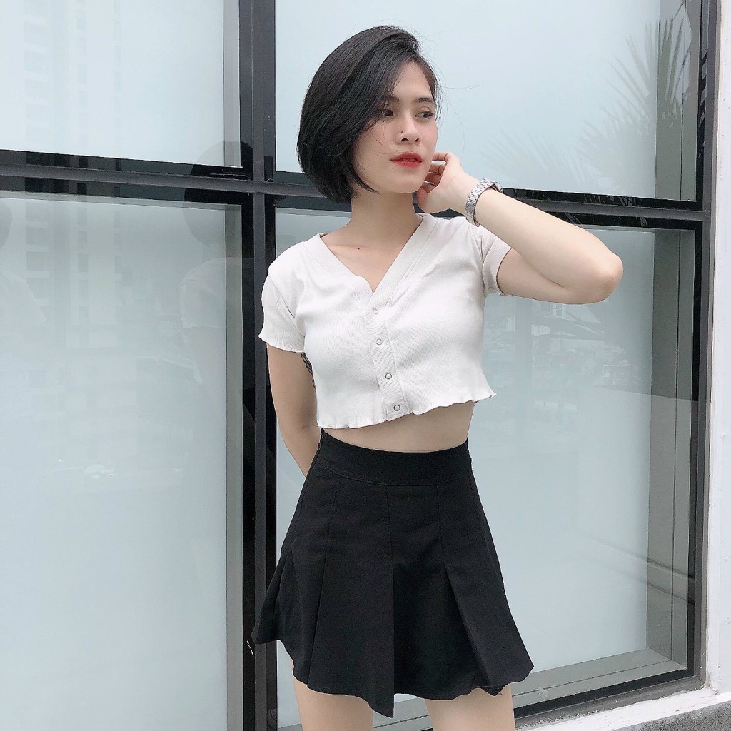 Áo croptop cúc bấm 007 | BigBuy360 - bigbuy360.vn