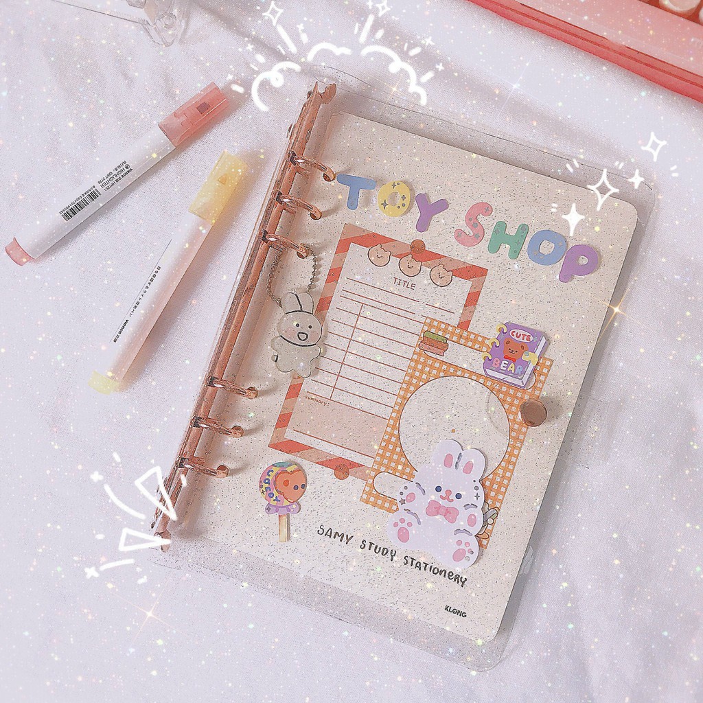 BINDER TWINKLE LẤP LÁNH NHŨ KIM TUYẾN SIZE A5 SIÊU XINH KÈM GIẤY 120 GSM SỔ LÀM BULLET JOURNAL TAKE NOTE HÀN QUỐC KLONG