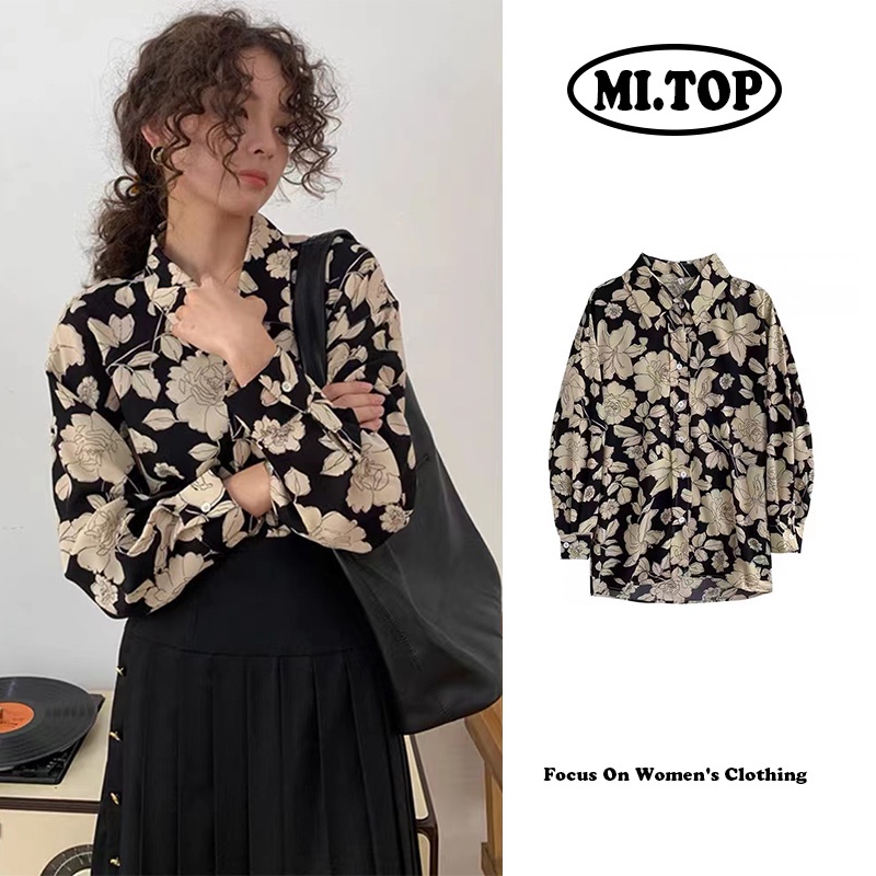 Áo Sơ Mi Tay Dài Dáng Rộng In Hoa Kiểu Retro Thời Trang Mùa Hè Cho Nữ