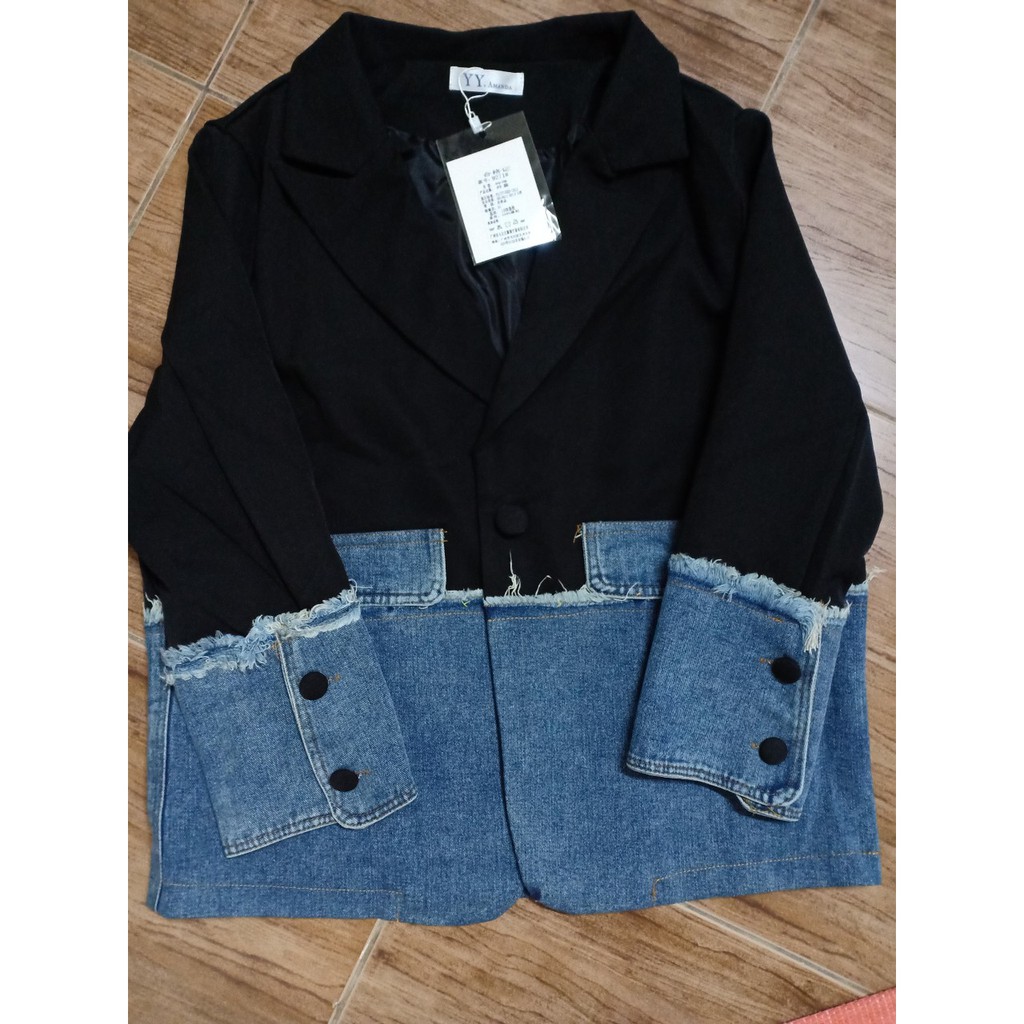 (Hàng Đẹp)Ảnh thật 4 hình cuối-2W99.Áo blazer kiểu mới phối denim chanh xả | BigBuy360 - bigbuy360.vn