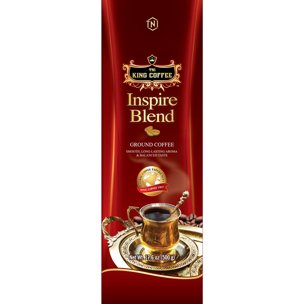 Cà Phê Rang Xay Inspire Blend KING COFFEE - Túi 500g - 4 loại hạt café CULI Thượng Hạng