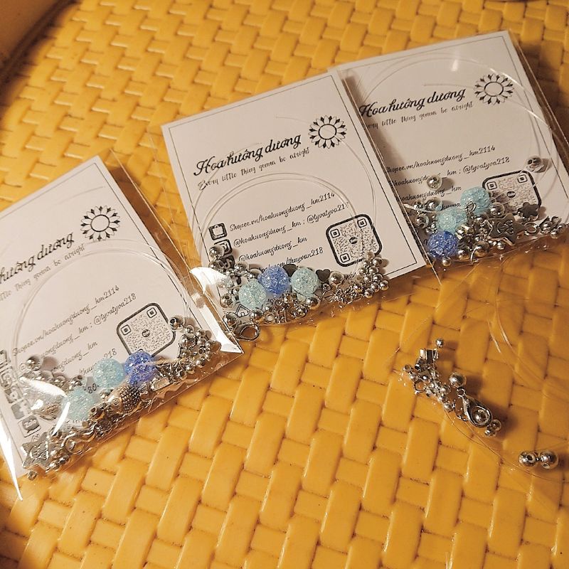 SET NGUYÊN LIỆU HANDMADE DIY làm một chiếc vòng tay xanh bọt tuyết ngôi sao may mắn