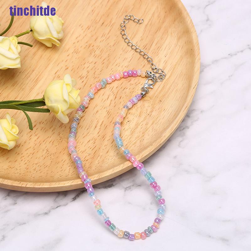 Vòng Cổ Choker Chuỗi Hạt Nhiều Màu Phong Cách Boho Thời Trang