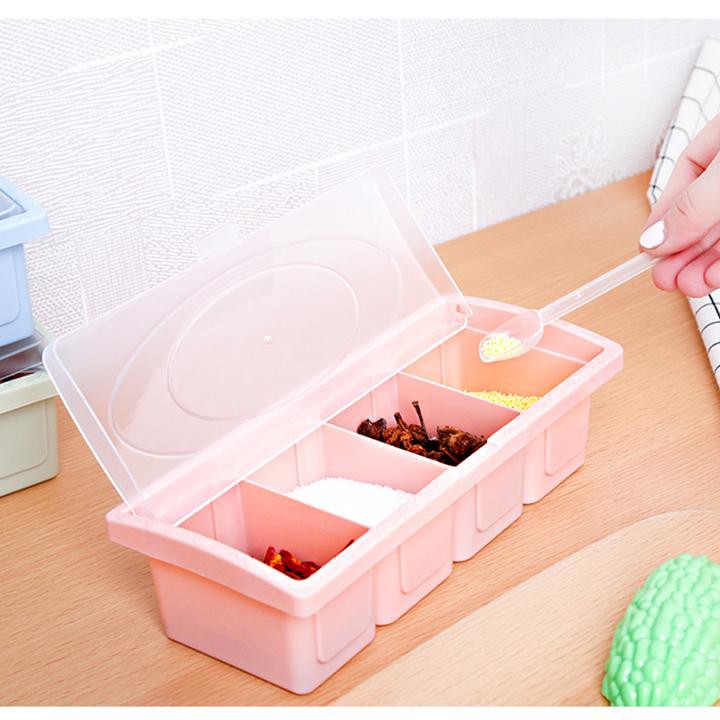 Hộp đựng gia vị 4 ngăn bằng nhựa tiện lợi an toàn F309SPAZ
