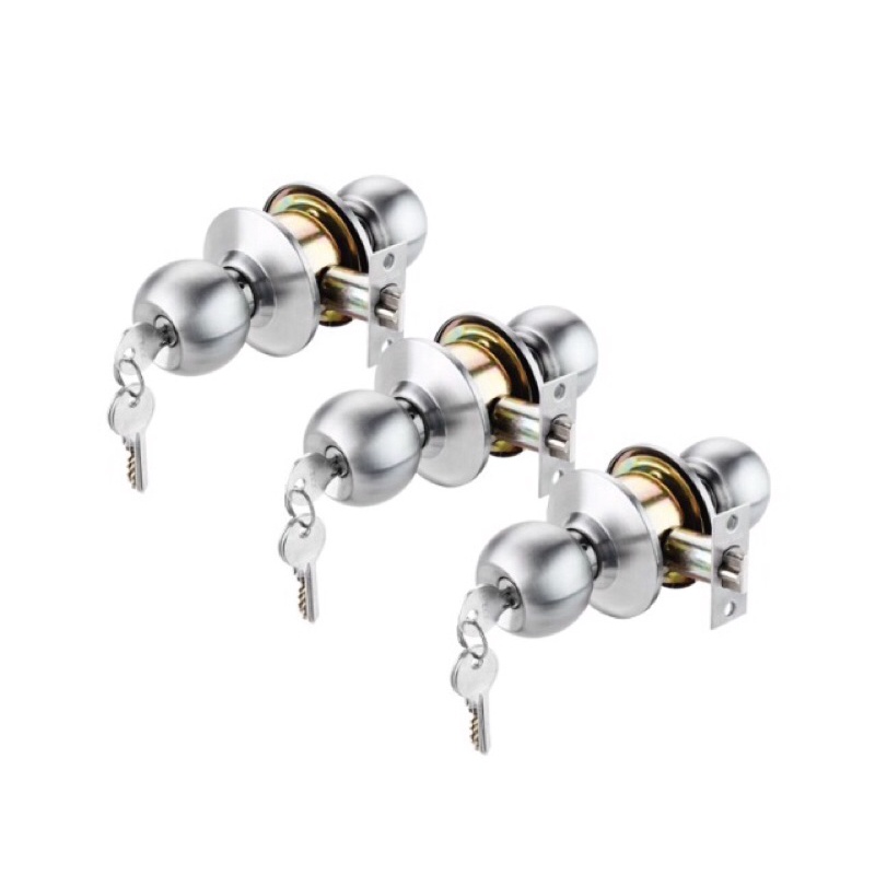 bộ 3 ổ khoá tay nắm tròn INOX dùng chung 1 chìa chủ ( cò ngắn dùng cho cửa gỗ )