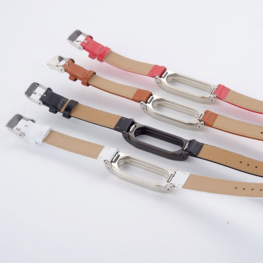 Dây đeo bằng da cho đồng hồ thông minh Xiaomi Mi Band 2 Miband 3