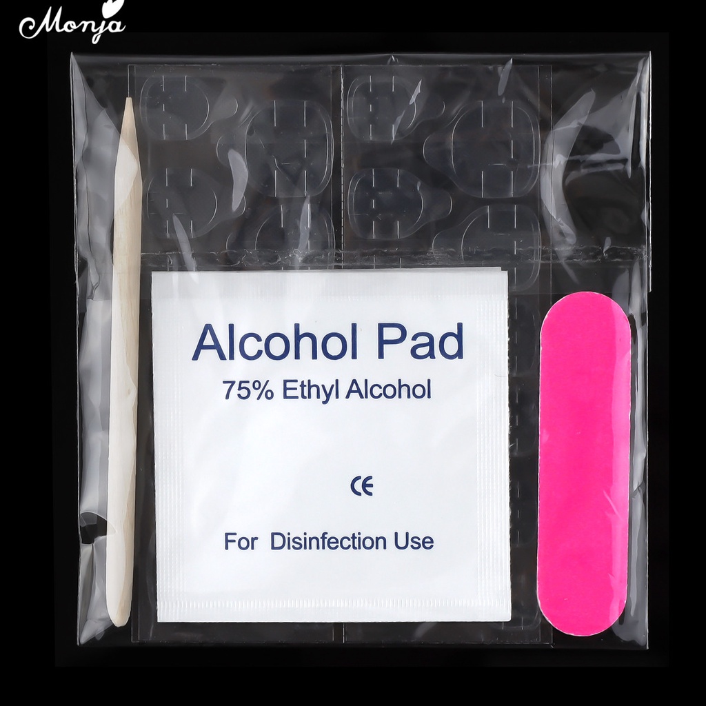 MONJA Set miếng keo dán hai mặt hỗ trợ dán móng tay giả 4 món tiện dụng