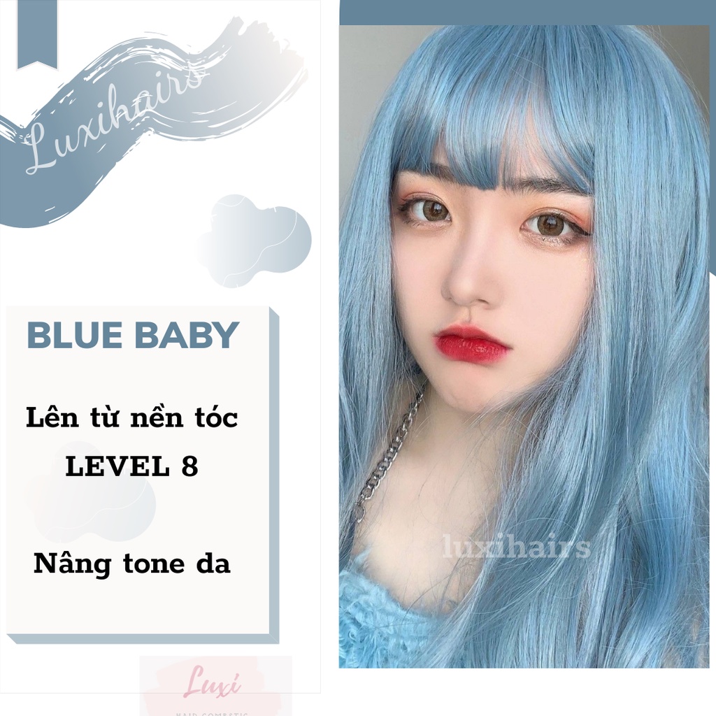 Thuốc Nhuộm Tóc Màu BLUE BABY Tặng Kèm Oxi Găng Tay Mũ Trùm Đầu - Luxihair